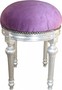Casa Padrino Barock Sitzhocker - Rundhocker Lila / Silber - Barock Hocker M�bel 