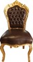 Casa Padrino Barock Esszimmer Stuhl Braun Glatt Lederoptik / Gold - M�bel