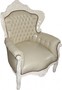 Casa Padrino Barock Sessel King Creme/Creme Lederoptik