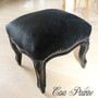 Casa Padrino Barock Fu�hocker Schwarz Samtstoff / Schwarz - Antik Stil Hocker - M�bel