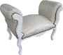 Casa Padrino Barock Schemel Hocker Creme Muster / Wei� - Sitzbank