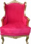 Casa Padrino Barock Lounge Thron Sessel Rot / Gold - Ohren Sessel - Ohrensessel Tron Stuhl 