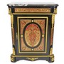 Casa Padrino Barock Boulle Kommode Schwarz / Gold / Rot mit Marmorplatte 95 x H105 cm - M�bel Schrank Sideboard
