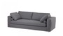 Casa Padrino Luxus Sofa Dunkelgrau mit poliertem Stahl Sockel - Luxus Kollektion 
