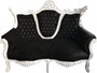 Casa Padrino Barock 2-er Sofa Master Schwarz / Weiss mit Bling Bling Glitzersteinen Mod2 - Antik Stil M�bel - Limited Edition