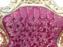 Casa Padrino Barock Sessel King  Bordeaux Bouquet Muster / Gold mit Bling Bling Glitzersteinen - M�bel Antik Stil