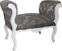 Casa Padrino Barock Schemel Hocker Grau Muster / Wei� - Sitzbank
