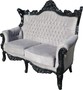 Casa Padrino Barock 2-er Sofa Master Grau / Schwarz - Antik Stil Wohnzimmer M�bel - Limited Edition