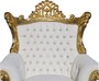 Casa Padrino Barock Sessel Al Capone Wei� / Gold mit Bling Bling Glitzersteinen