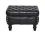 Casa Padrino Echtleder Hocker Schwarz 50 x 40 x H. 35 cm - Luxus Chesterfield Fu�hocker Vintage Design 
