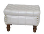 Casa Padrino Echtleder Hocker Wei� 50 x 40 x H. 35 cm - Luxus Chesterfield Fu�hocker Leder  