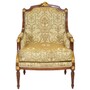 Casa Padrino Barock Lounge Thron Sessel Empire Gold Muster / Mahagoni Braun / Gold - Ohren Sessel - Ohrensessel Tron Stuhl