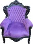 Casa Padrino Barock Sessel King Lila / Schwarz 