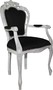 Casa Padrino Barock Luxus Esszimmer Stuhl mit Armlehnen Schwarz / Antik Weiss - Designer Stuhl - Luxus Qualitt