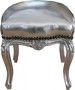 Casa Padrino Barock Sitzhocker Silber / Silber  H�he 40 cm, Breite 35 cm - Barock M�bel