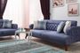 Casa Padrino Designer 3er Sofa Venice Blau / Holzfarbig - Hotel Sofa 
