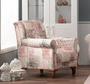 Casa Padrino Designer Bergere Sessel Stuttgart Wei�/Rose Muster - Hotel M�bel