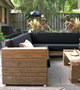 Luxus Garten Mbel Set Eiche Massiv mit Polsterung - Eckcouch + Sessel + Tisch - Lounge Set