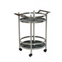 Casa Padrino Luxus Bar Trolley Servierwagen Rund Edelstahl vernickelt / schwarzes Glas Mod 3 - Luxus Hotel & Restaurant Einrichtung M�bel Serviertisch
