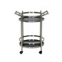 Casa Padrino Luxus Bar Trolley Servierwagen Rund Edelstahl vernickelt / schwarzes Glas Mod 3 - Luxus Hotel & Restaurant Einrichtung M�bel Serviertisch