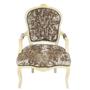 Casa Padrino Barock Salon Stuhl Khaki Velour Stoff / Creme - Antik Design M�bel
