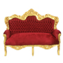Casa Padrino Barock 2-er Sofa King Bordeaux / Gold - Barock M�bel 