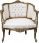 Casa Padrino Barock Salon Sessel Creme / Gold / Brown 75 x 63 x H. 90 cm - Cocktailsessel