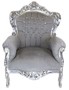 Casa Padrino Barock Sessel King Grau / Silber mit Bling Bling Glitzersteinen - Luxus Barock Sessel