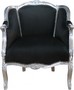 Casa Padrino Salon Sessel Schwarz / Silber 77 x 78 x H. 95 cm - Barock Sessel