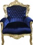 Casa Padrino Barock Sessel King Royalblau / Gold 85 x 85 x H. 120 cm 