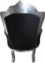 Casa Padrino Barock Sessel King Schwarz / Silber mit Bling Bling Glitzersteinen 85 x 85 x H. 120 cm