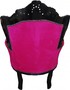 Casa Padrino Sessel King Pink / Schwarz mit Bling Bling Glitzersteinen - Barock Kollektion