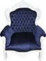 Casa Padrino Barock Sessel King Royalblau / Wei� 85 x 85 x H. 120 cm - Barock M�bel