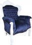 Casa Padrino Barock Sessel King Royalblau / Wei� 85 x 85 x H. 120 cm - Barock M�bel