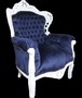 Casa Padrino Barock Sessel King Royalblau / Wei� 85 x 85 x H. 120 cm - Barock M�bel