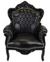 Casa Padrino Barock Sessel King Schwarz Lederoptik mit Bling Bling Glitzersteinen - Luxus Kollektion