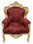 Casa Padrino Barock Sessel King Bordeaux Muster / Gold Mod2 - M�bel im Antikstil