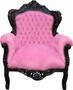 Casa Padrino Barock Sessel King Rosa / Schwarz mit Glitzersteinen - Limited Edition