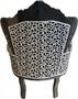 Casa Padrino Barock Sessel King Silber Schwarz Muster / Schwarz 85 x 85 x H.120 cm