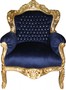 Casa Padrino Barock Sessel King royalblau / gold mit Bling Bling Glitzersteinen - Antikstil Sessel