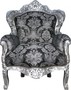 Casa Padrino Barock Sessel King Schwarz Muster / Silber 85 x 85 x H. 120 cm - Limited Edition Model