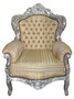 Casa Padrino Sessel King Mod2 Gold / Beige Streifen / Silber - Barock Sessel
