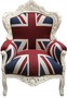 Casa Padrino Barock Sessel King Union Jack / Creme 85 x 85 x H. 120 cm - Barock England Sessel