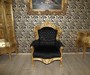 Casa Padrino Barock Sessel King Schwarz / Gold mit Glitzersteinen - Luxus Barock M�bel