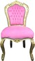 Casa Padrino Barock Esszimmer Stuhl Rosa / Gold Mod3 - Limited Edition