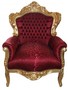 Barock Sessel King  Bordeaux Muster  / Gold - M�bel Antik Stil