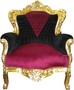 Casa Padrino Barock Sessel King Schwarz / Rot / Gold 85 x 85 x H. 120 cm 