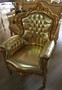 Barock Sessel Gold/Gold Lederoptik mit Glitzersteinen