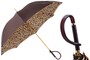 Brauner Regenschirm mit Flecken, Doppelgewebe f�r Damen - Manuelle �ffnung - 100% Polyester - Griff aus Acetat - Handmade in Italy