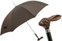 Brauner Regenschirm mit Kaninchengriff f�r Herren - Automatische �ffnung - 100% Polyester - Griff aus Acetat - Handmade in Italy